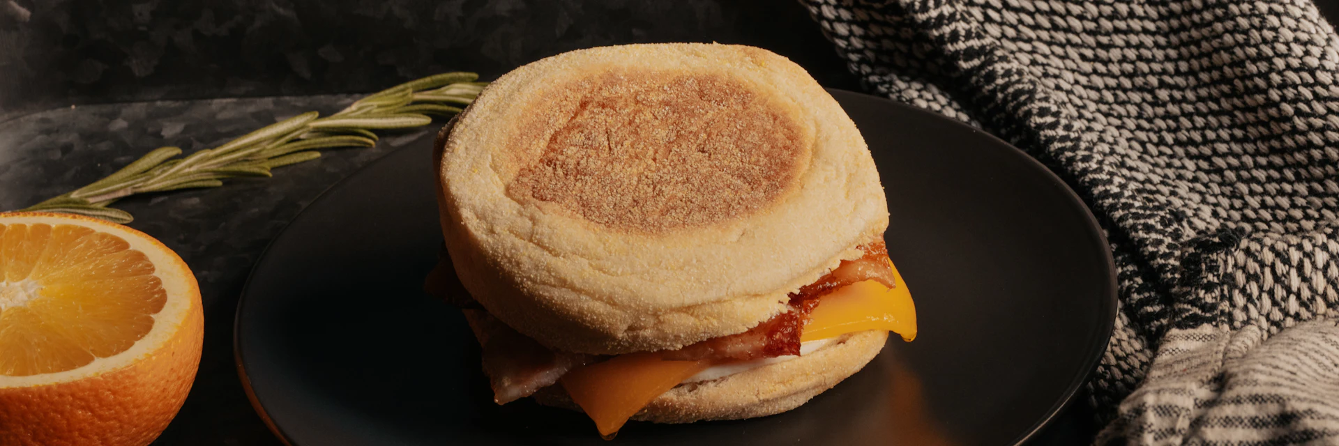 Breakfast sandwich on an English muffin