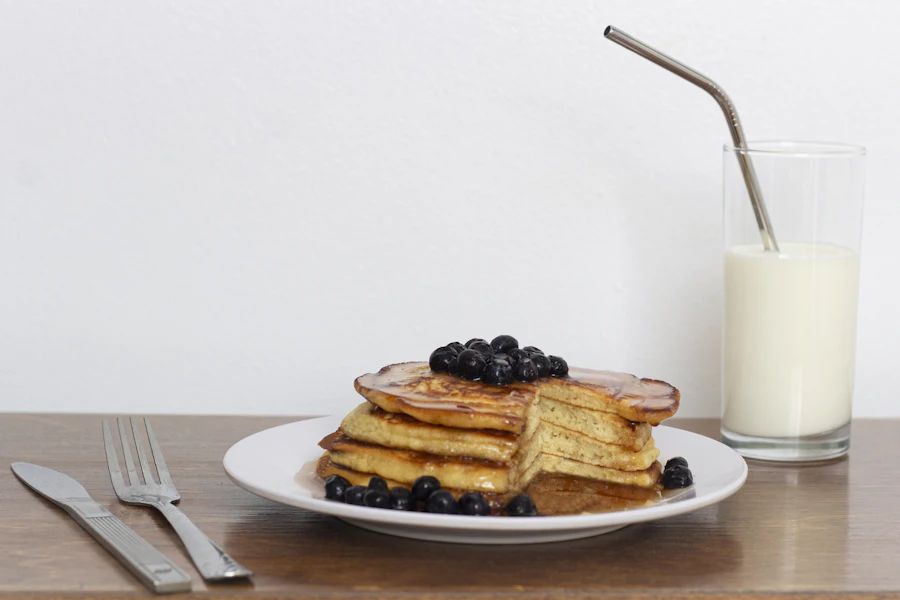 Stack of pancakes with blueberries