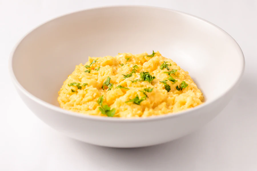 Bowl of scrambled eggs